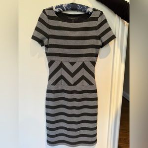 BCBG MAX AZRIA. Black and grey striped dress.